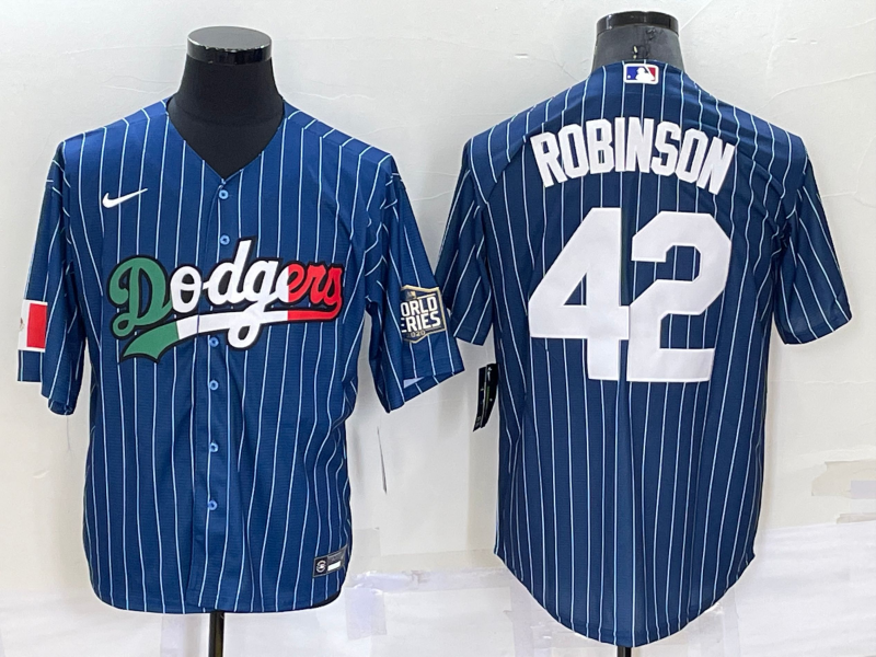 Men's Los Angeles Dodgers Jackie Robinson #42 Blue Stitched Jersey